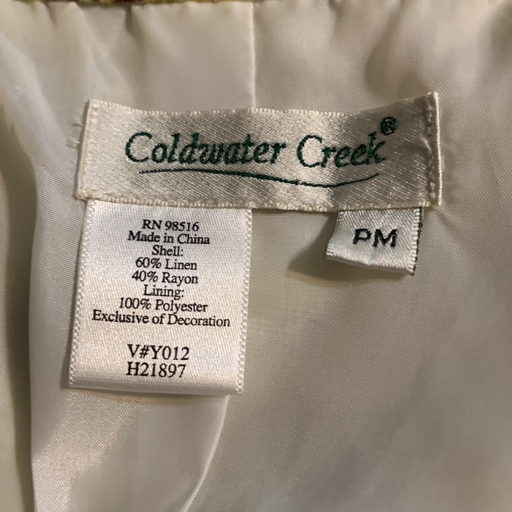 COLDWATER Creek Linen Blend Floral Embroidered Blazer Jacket Size Petite Medium - Picture 7 of 8